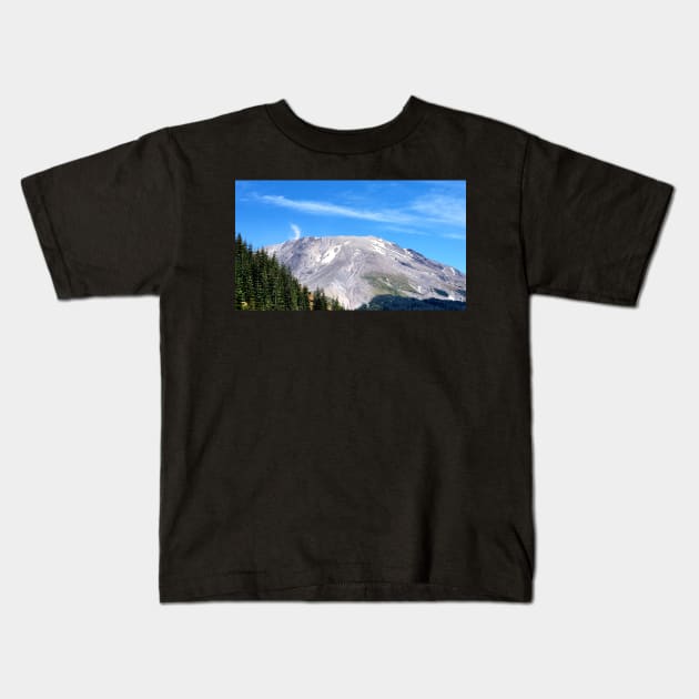 Western Mountain Face of Mt St Helens Kids T-Shirt by Rebekah Slick